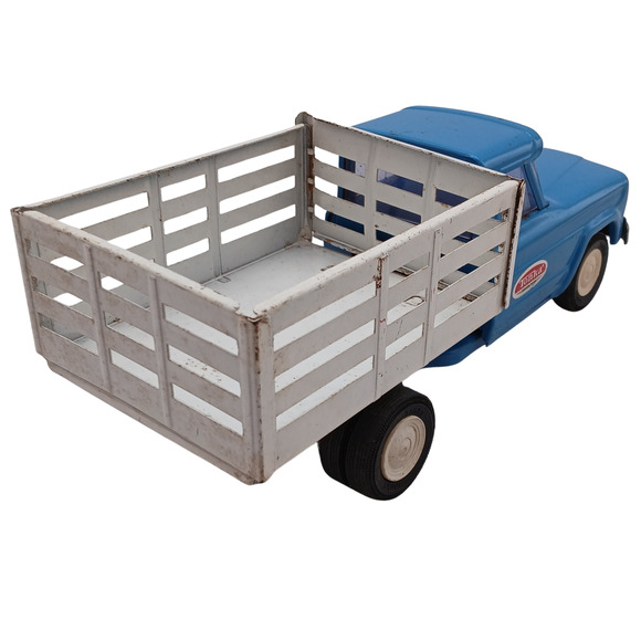 VTG Tonka Blue Stake Truck Pressed Steel Toy 1960s Farm Pickup USA Blue Whit - Picture 3 of 12